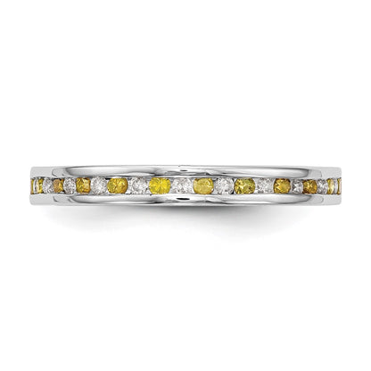 14k White Gold Yellow & White Real Diamond Band