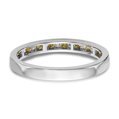 14k White Gold Yellow & White Real Diamond Band
