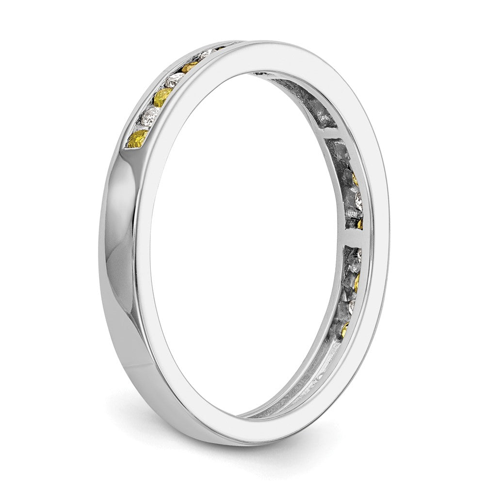 14k White Gold Yellow & White Real Diamond Band