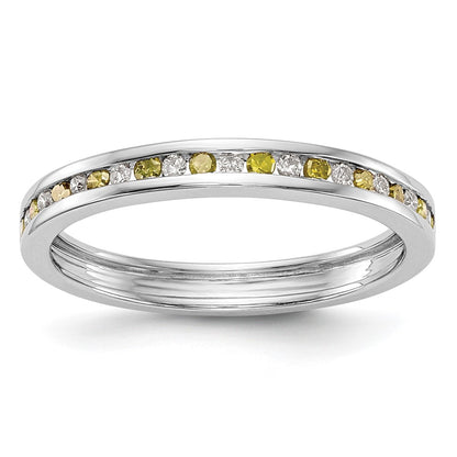 14k White Gold Yellow & White Real Diamond Band