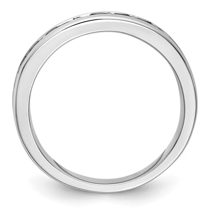14K White Gold Black Real Diamond Band