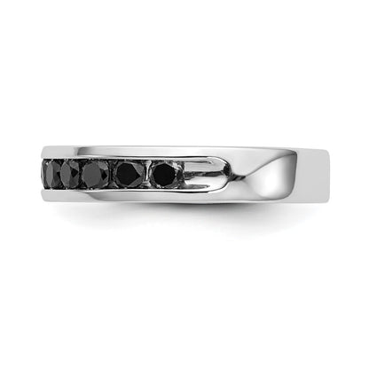 14K White Gold Black Real Diamond Band