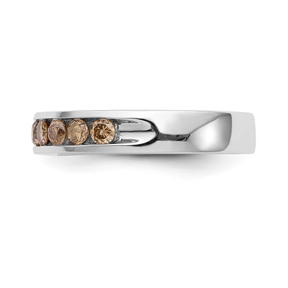 14k White Gold Champagne Real Diamond Band