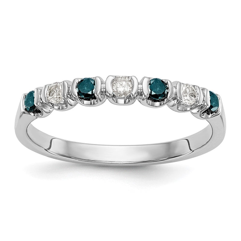 14k White Gold Blue & White Real Diamond Band