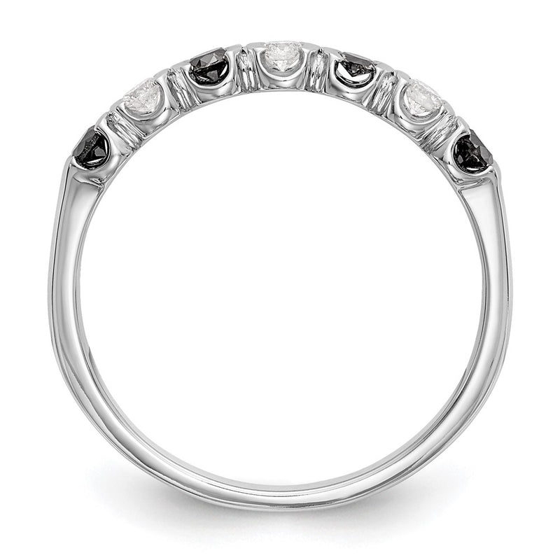 14K White Gold Black & White Real Diamond Band