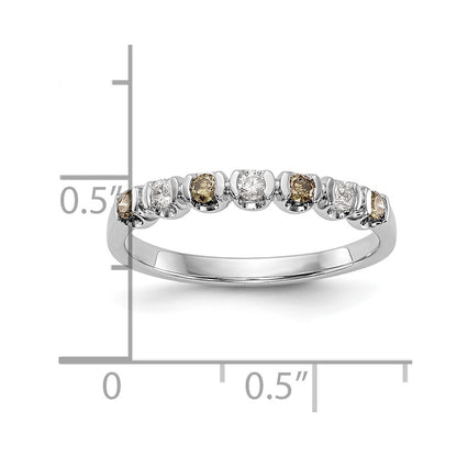 14k White Gold Champagne & White Real Diamond Band