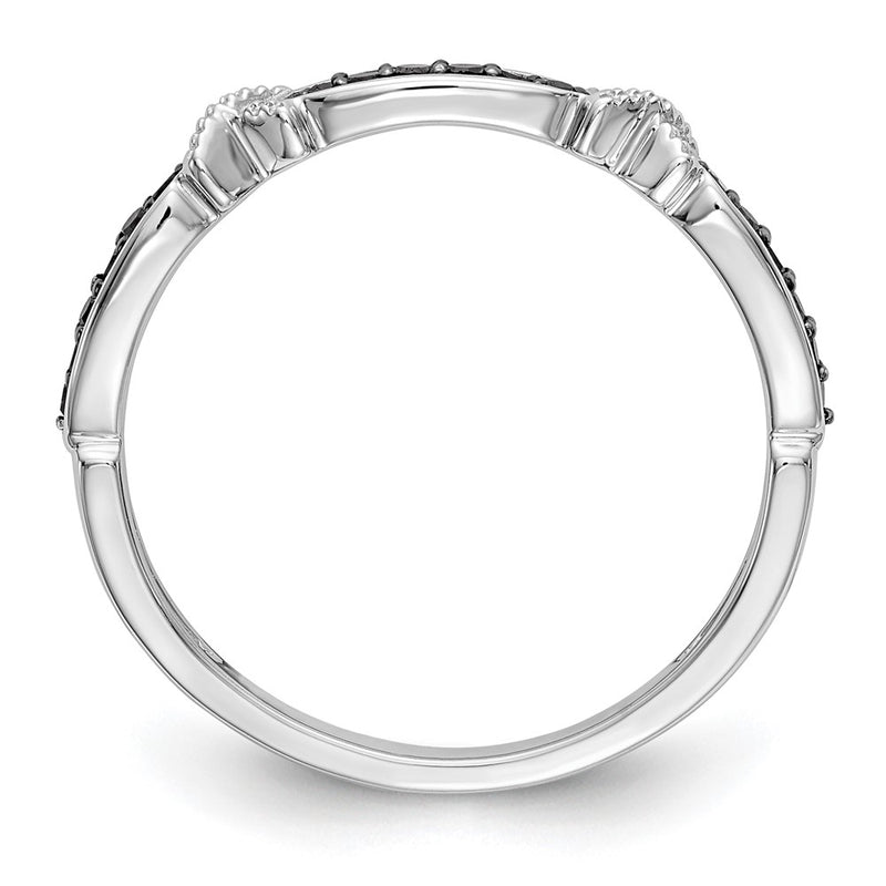 14k White Gold Black Real Diamond Band
