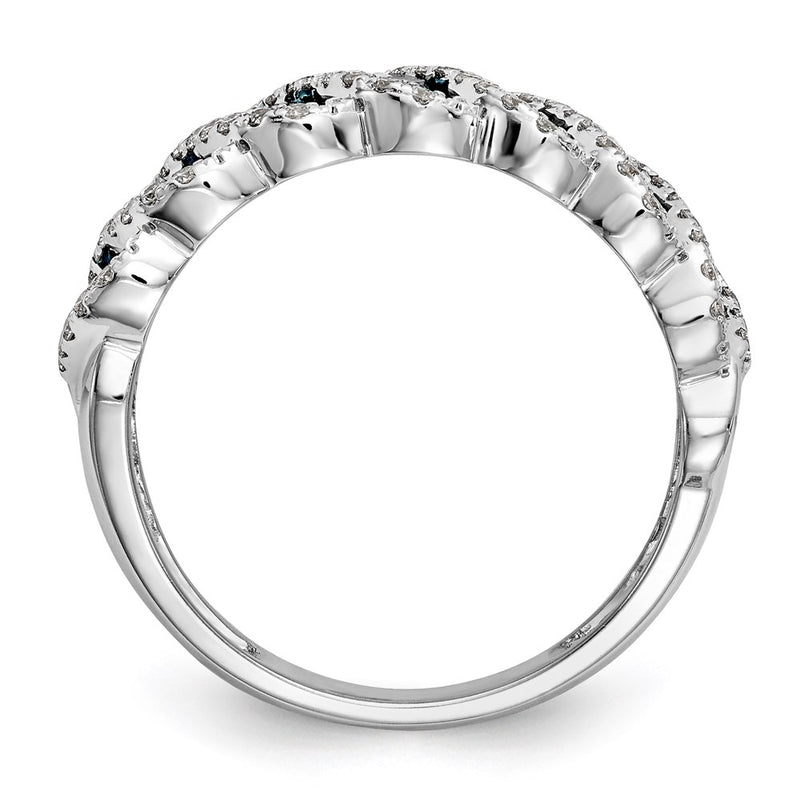 14k White Gold Blue & White Real Diamond Band