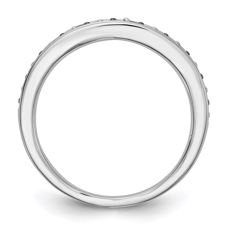 14k White Gold Black and White Real Diamond Band