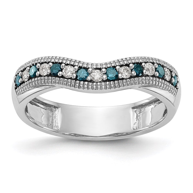 14k White Gold Blue & White Real Diamond Band