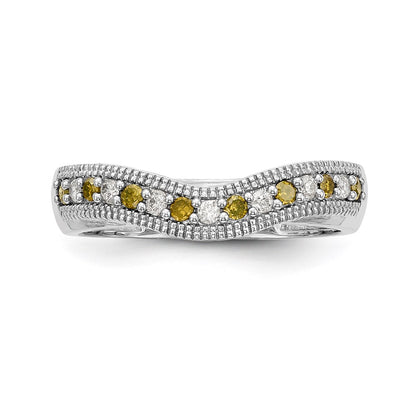 14k White Gold Yellow & White Real Diamond Band