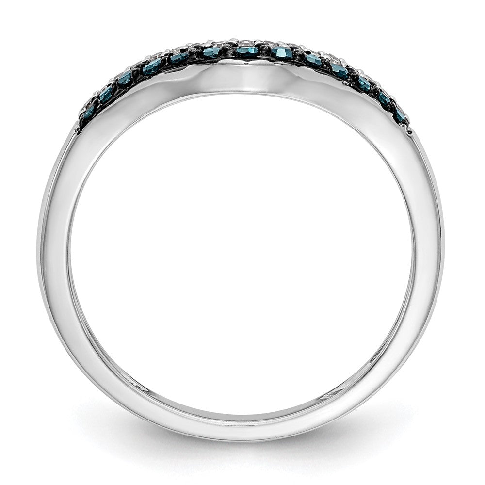 14k White Gold Blue & White Real Diamond Band