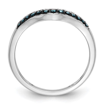 14k White Gold Blue & White Real Diamond Band