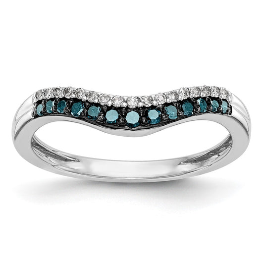 14k White Gold Blue & White Real Diamond Band