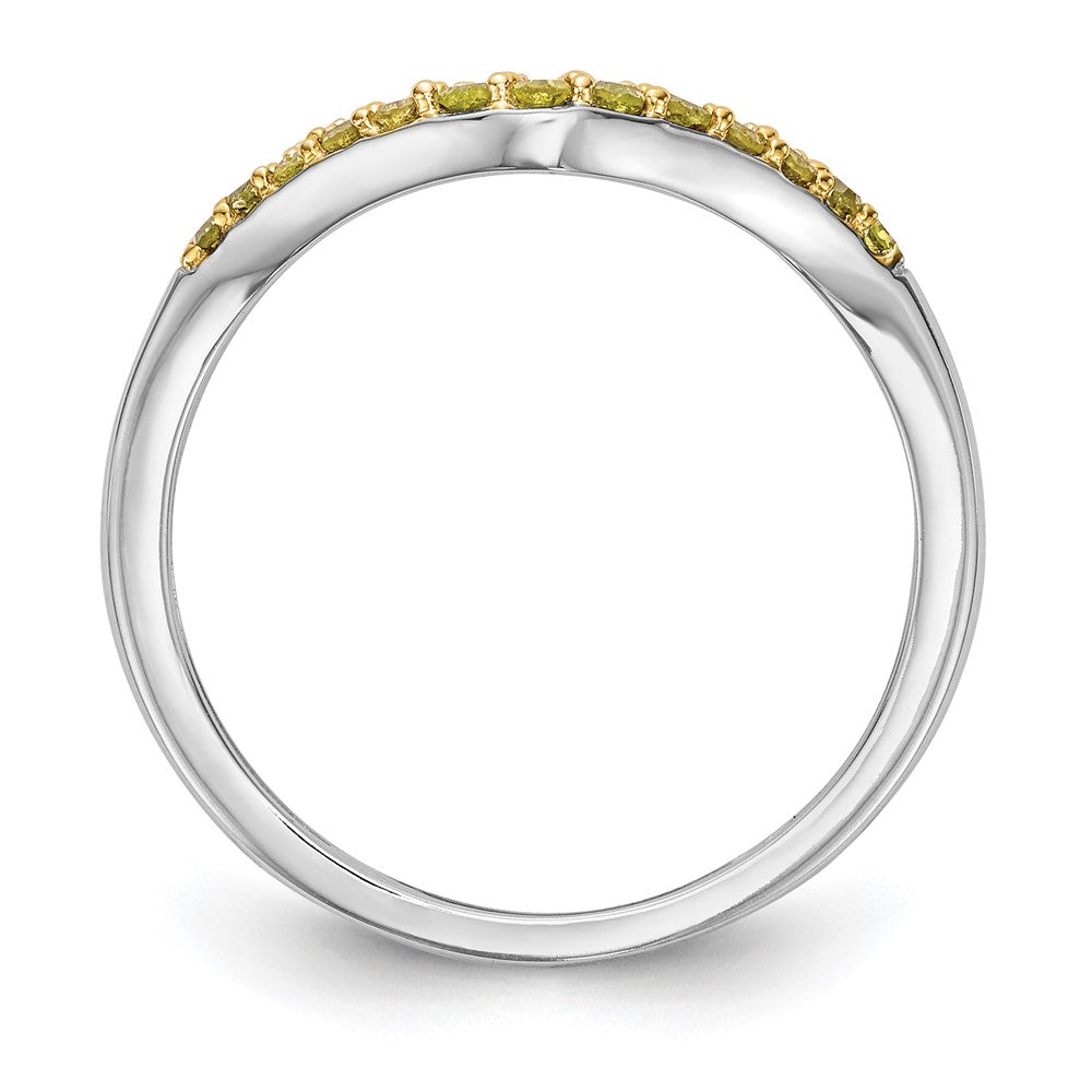 14k White Gold Yellow & White Real Diamond Band