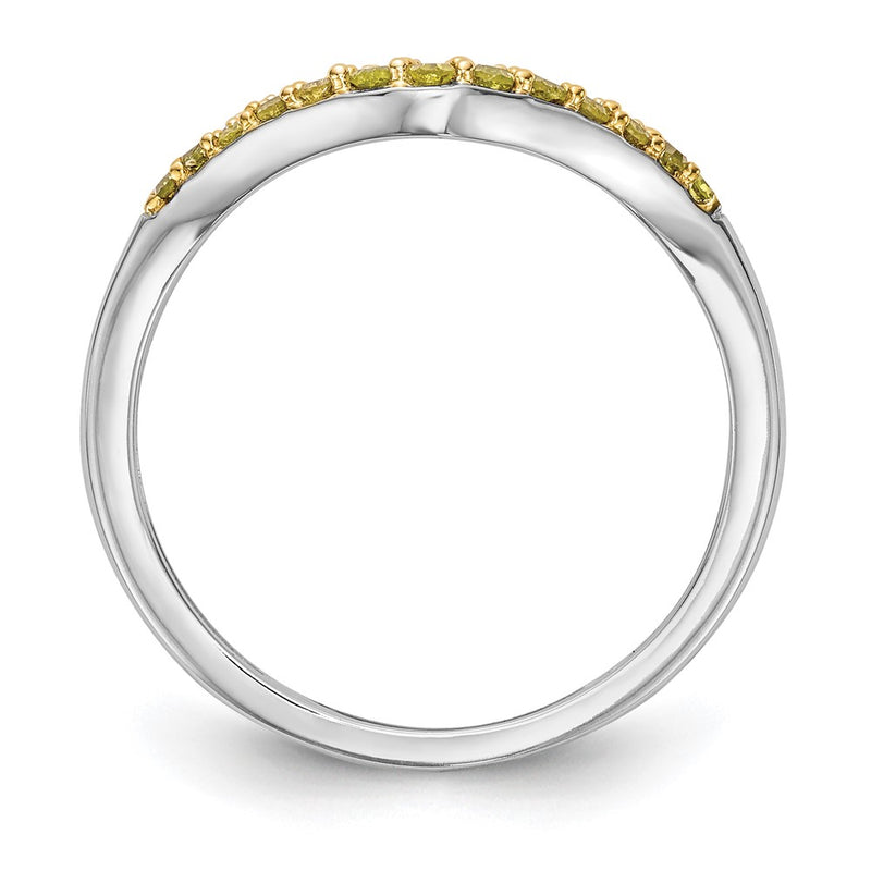 14k White Gold Yellow & White Real Diamond Band