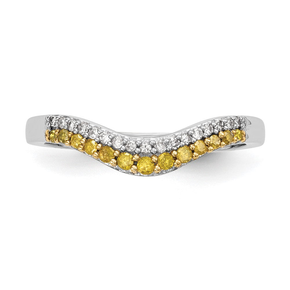 14k White Gold Yellow & White Real Diamond Band