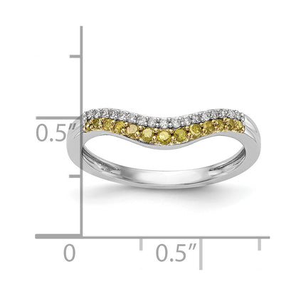 14k White Gold Yellow & White Real Diamond Band