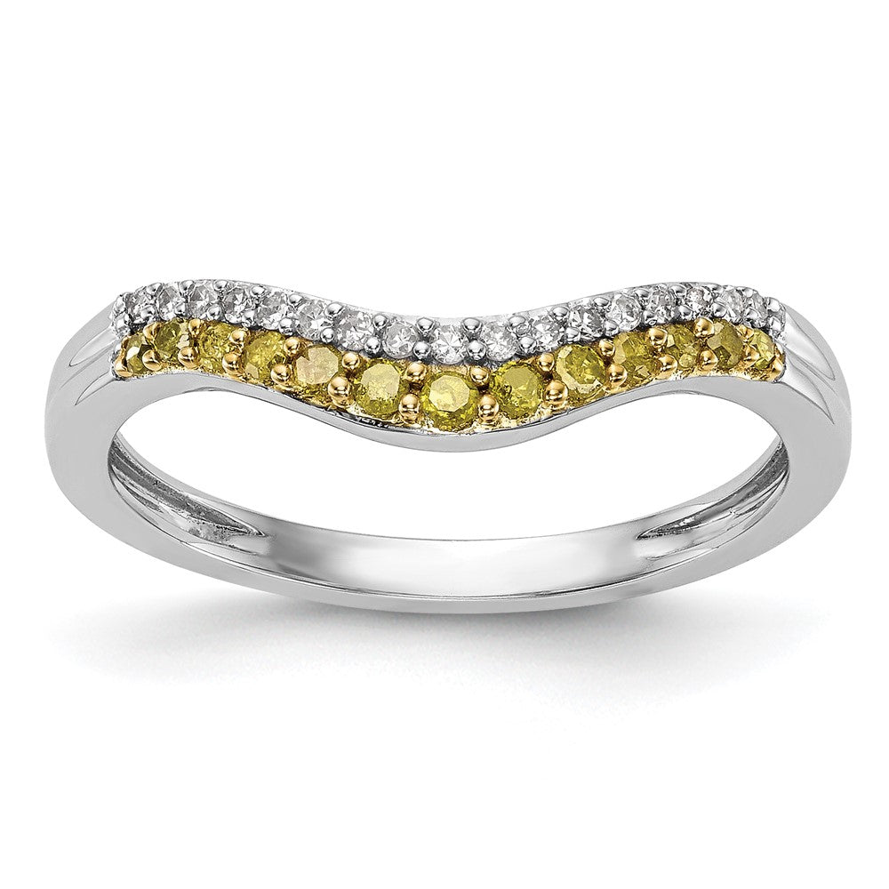 14k White Gold Yellow & White Real Diamond Band