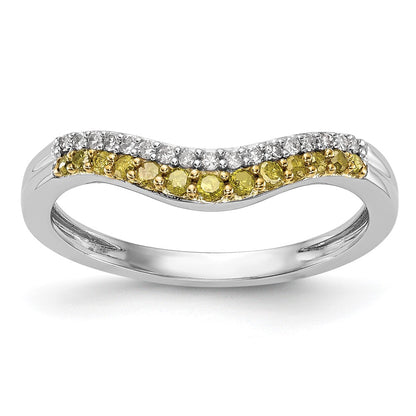 14k White Gold Yellow & White Real Diamond Band