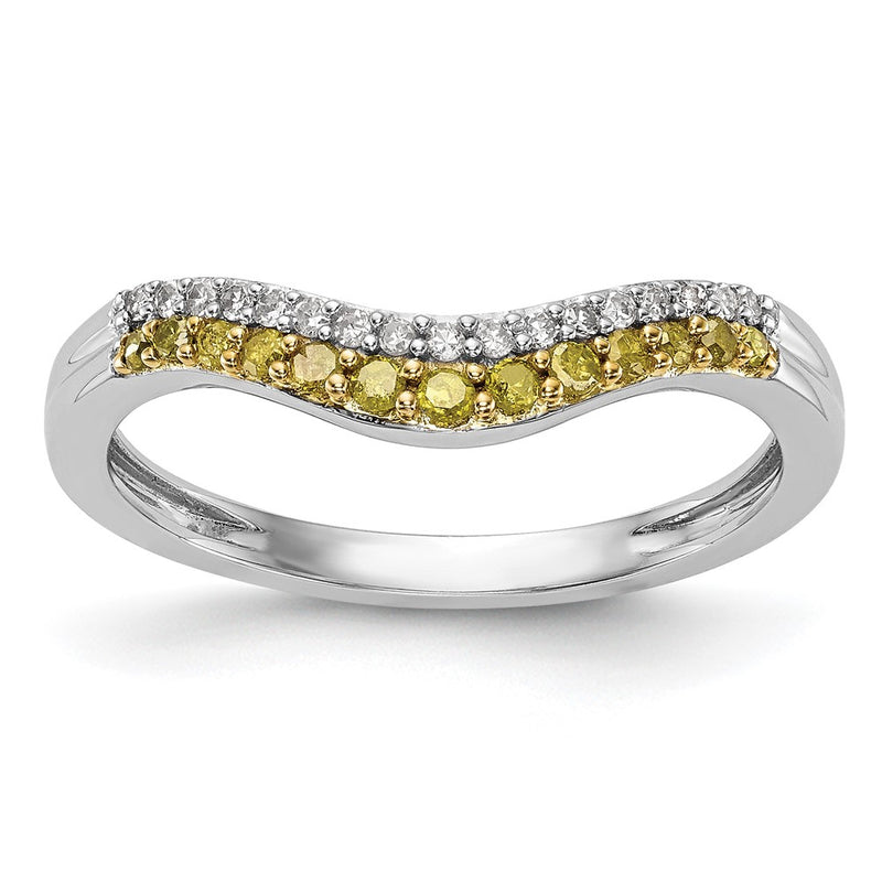 14k White Gold Yellow & White Real Diamond Band