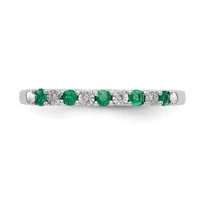 14k White Gold Real Diamond w/Emerald Band