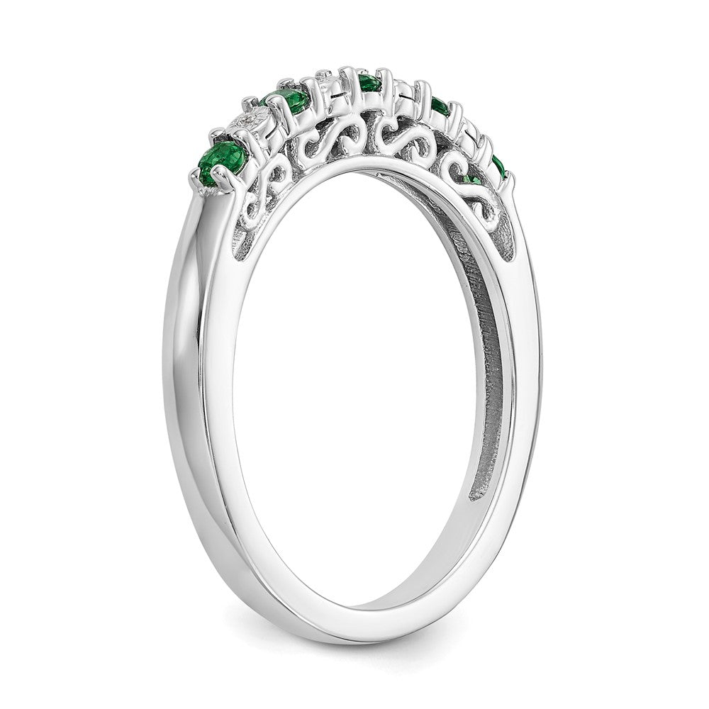 14k White Gold Real Diamond w/Emerald Band