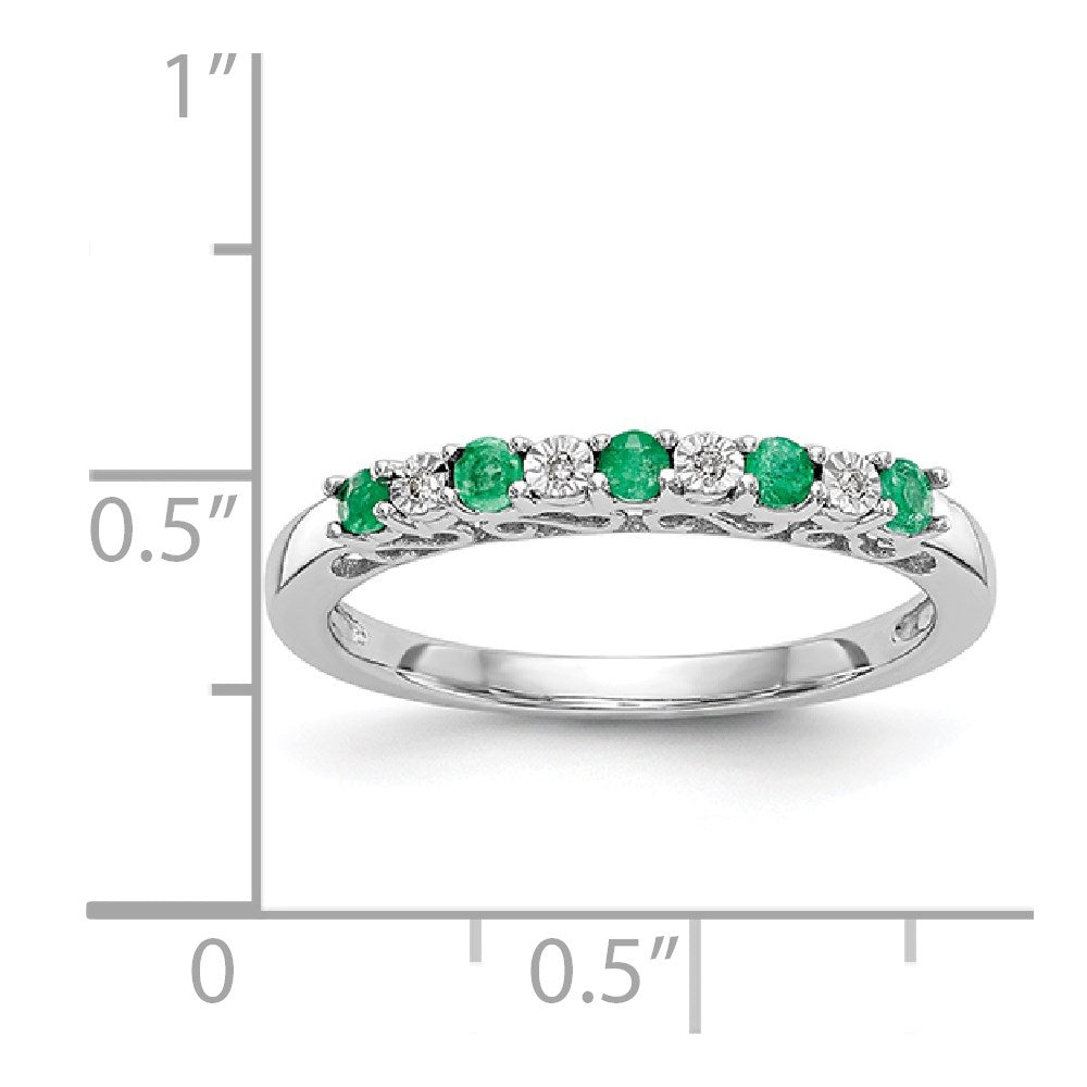 14k White Gold Real Diamond w/Emerald Band