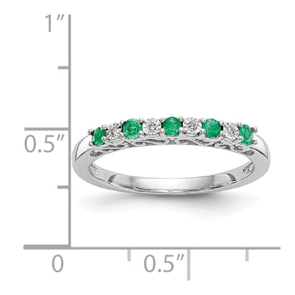 14k White Gold Real Diamond w/Emerald Band