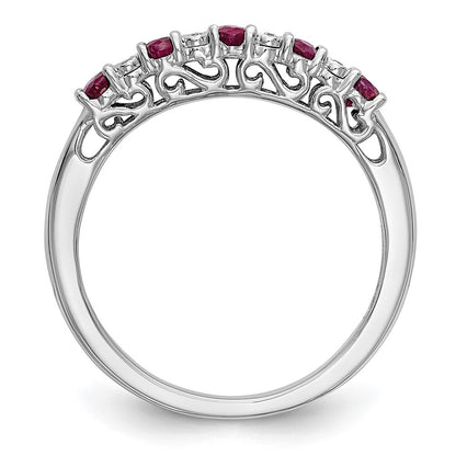14k White Gold Real Diamond w/Ruby Band