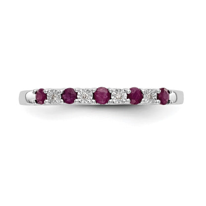 14k White Gold Real Diamond w/Ruby Band