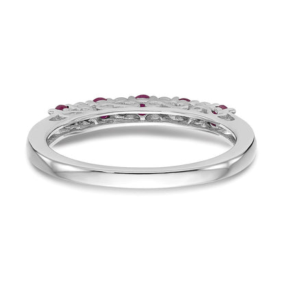 14k White Gold Real Diamond w/Ruby Band