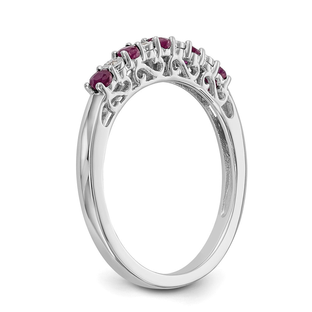 14k White Gold Real Diamond w/Ruby Band