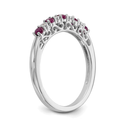 14k White Gold Real Diamond w/Ruby Band