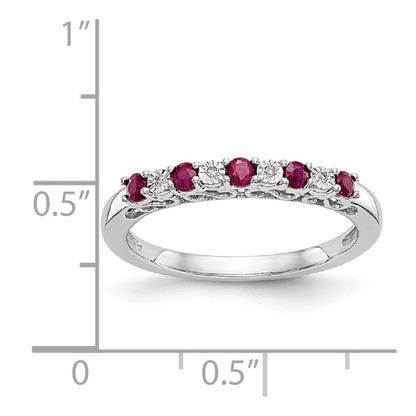 14k White Gold Real Diamond w/Ruby Band