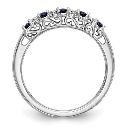 14k White Gold Real Diamond w/Sapphire Band