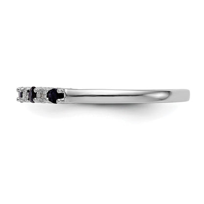 14k White Gold Real Diamond w/Sapphire Band