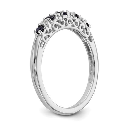 14k White Gold Real Diamond w/Sapphire Band