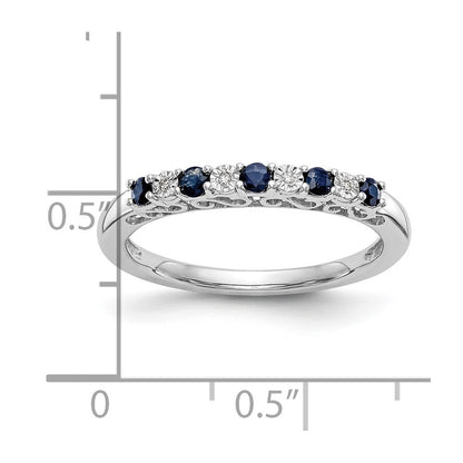 14k White Gold Real Diamond w/Sapphire Band