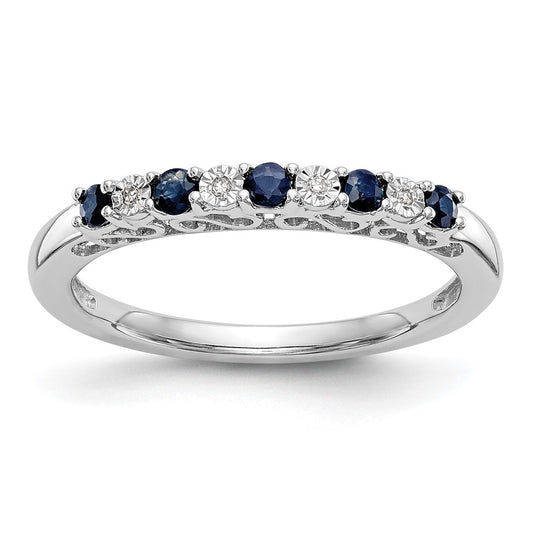 14k White Gold Real Diamond w/Sapphire Band