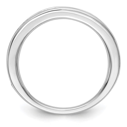 Solid 14k White Gold Simulated Emerald Band