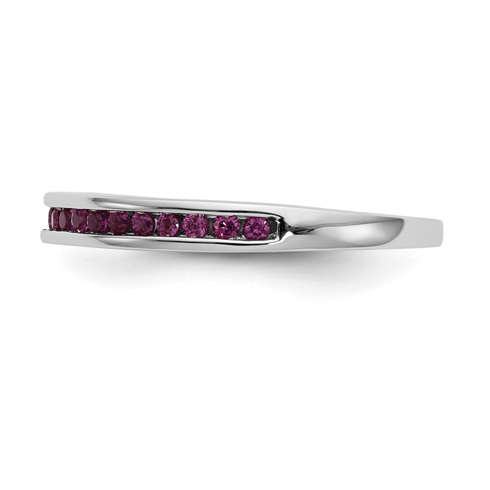 Solid 14k White Gold Simulated Ruby Band