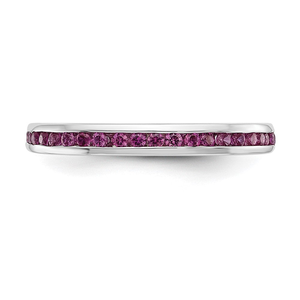 Solid 14k White Gold Simulated Ruby Band