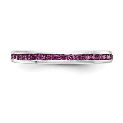 Solid 14k White Gold Simulated Ruby Band