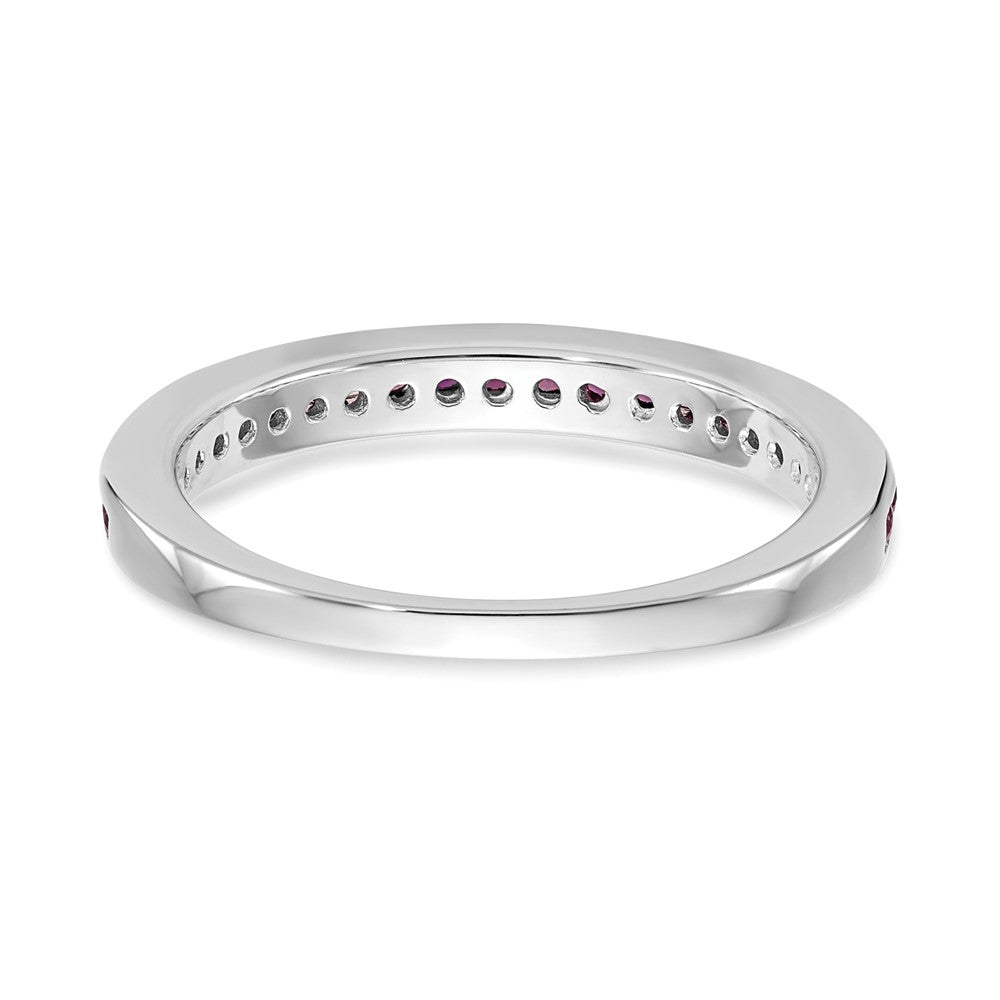 Solid 14k White Gold Simulated Ruby Band