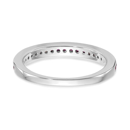 Solid 14k White Gold Simulated Ruby Band