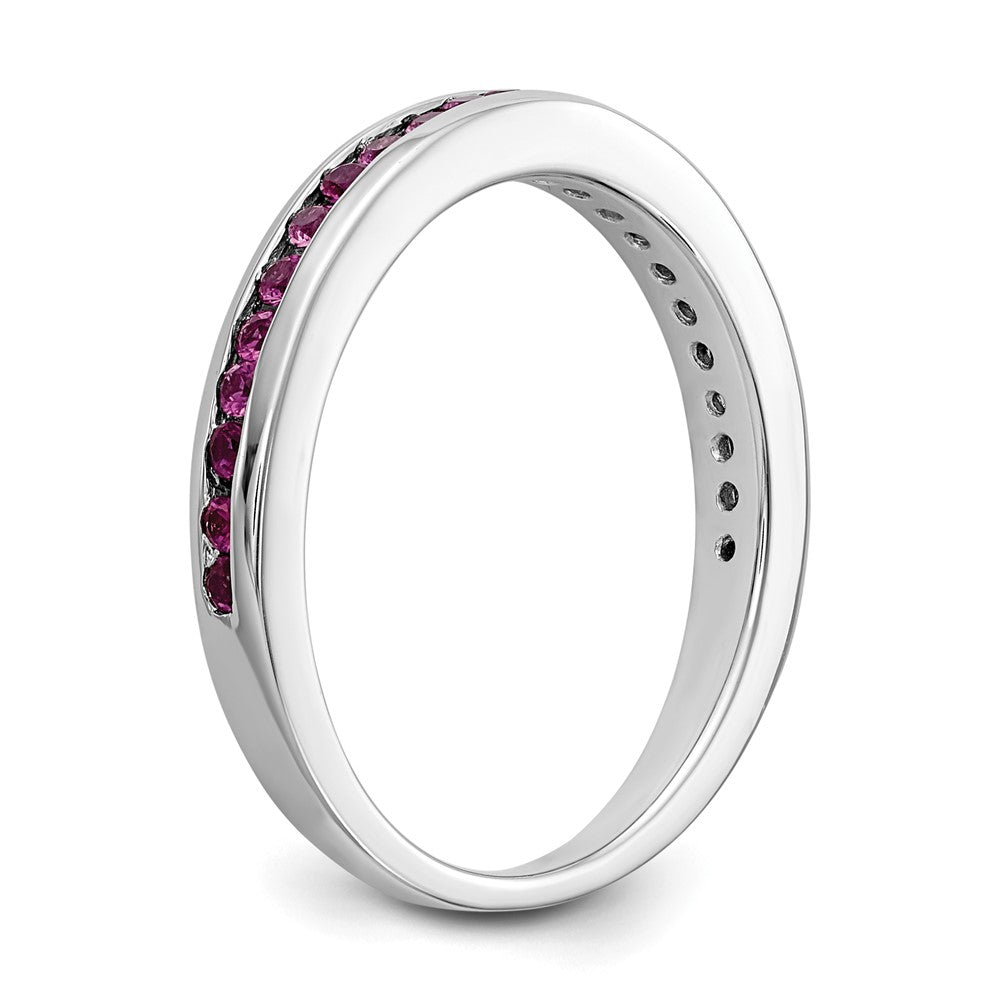 Solid 14k White Gold Simulated Ruby Band