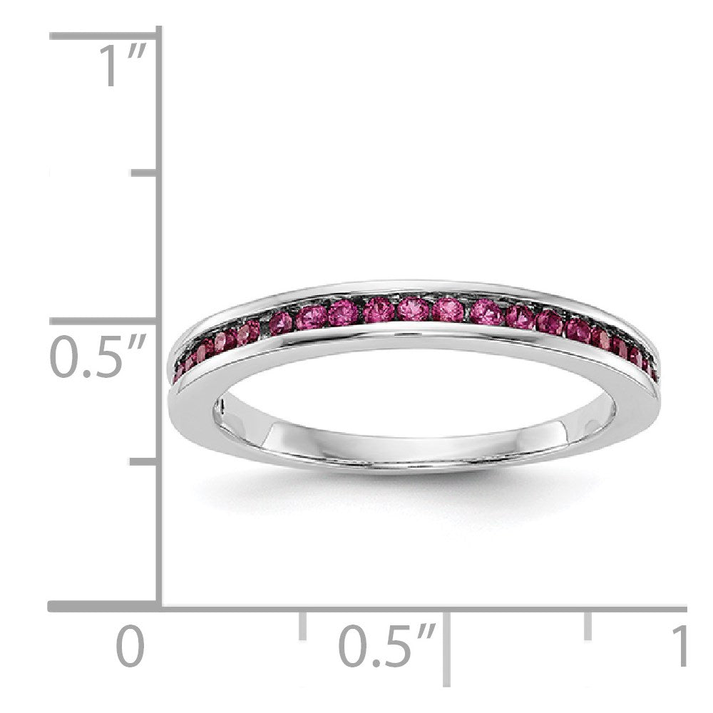 Solid 14k White Gold Simulated Ruby Band