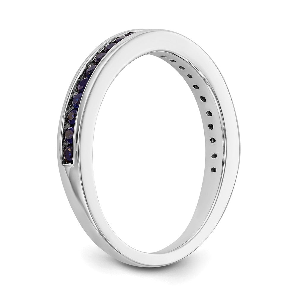 Solid 14k White Gold Simulated Sapphire Band