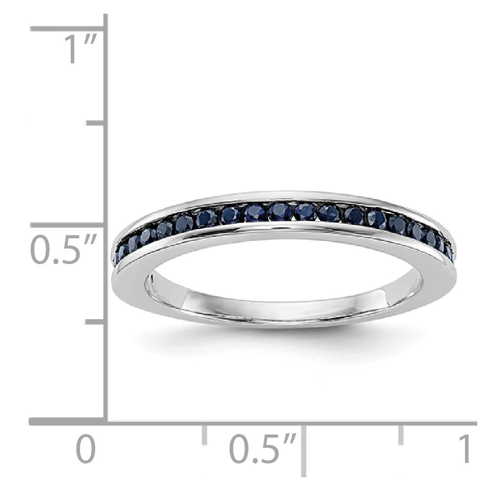 Solid 14k White Gold Simulated Sapphire Band